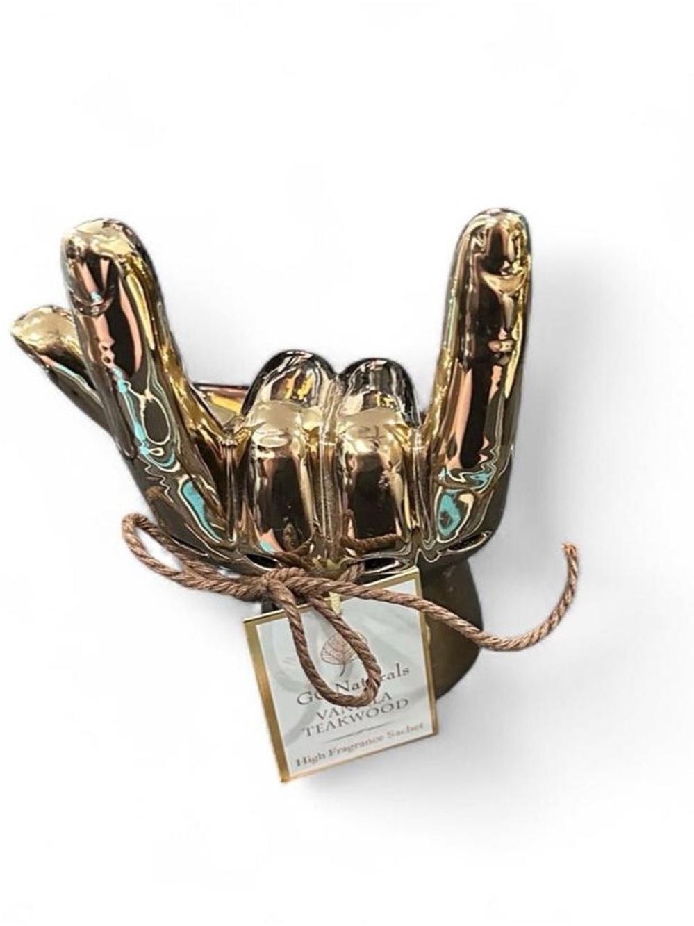 Gold I Love You ASL Hand Sign Ceramic Sculpture Home Decor - Picture 3 of 6